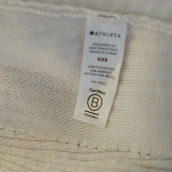 Athleta Solstice Wrap Merino Wool Ribbed Knit Waterfall Cardigan White Sz XXS - Picture 7 of 9
